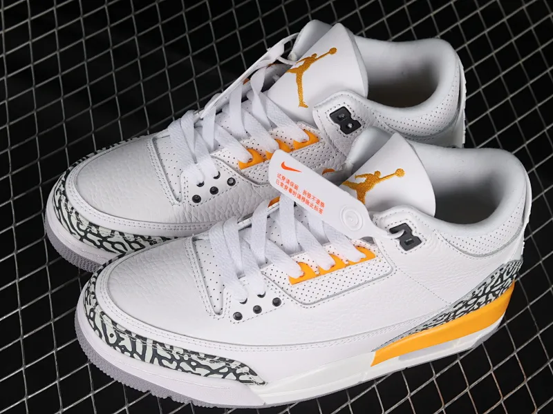 All categories Air Jordan Jordan series basketball shoes Air Jordan 3 Air Jordan 3 Retro AJ3 Joe 3 white and yellow lychee pattern basketball shoes CT8532-168